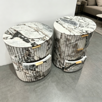 Table d'appoint moderne en marbre blanc naturel, table basse en marbre avec tiroir, meuble central pour salon, tables de chevet