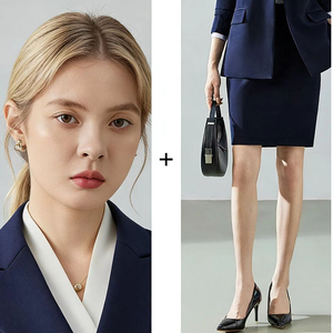 Conjunto de Blazer Entallado con Solapa de Pico para Mujer, Venta al por Mayor de Fábrica de Ropa Personalizada, <span class=keywords><strong>Traje</strong></span> de Mujer con Cuello en V OEM - Product Image 3