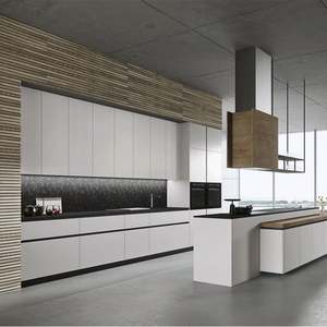 China Los Angeles Flat Pack High End Gloss Hdf Laminate Mdf Pvc Board White Acrylic Modern Design Kitchen <b>Cabinet</b> With Island - Product Image 1