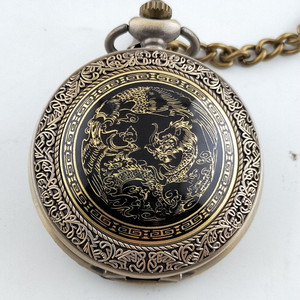 <span class=keywords><strong>Montre</strong></span> de poche <span class=keywords><strong>à</strong></span> quartz avec motif de dragon en bronze antique moderne, collier <span class=keywords><strong>pendentif</strong></span> (KWT2200) - Product Image 4
