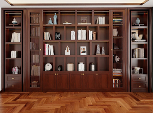 Librería Moderna China con Detalles en Madera Maciza Dorada, Diseño Multifuncional que Ahorra Espacio para Sala de Estar u Oficina en Casa - Product Image 2