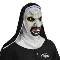 Masque en latex de nonne à bouche noire, visage de fantôme effrayant, masque d'Halloween, capuche d'horreur, accessoires effrayants, personnalisable