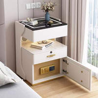 Table de chevet moderne et élégante en bois massif avec 2 tiroirs, armoire de rangement multifonctionnelle pour salon d'appartement, charge sans fil