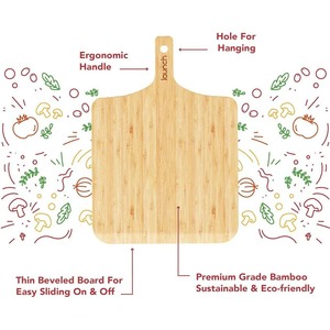 Support à pizza en bois avec poignée pour pique-nique en plein air et utilisation en cuisine - Product Image 5