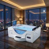 Baignoire Balnéo Autoportante Portable Haut de Gamme pour 2 Personnes en Acrylique avec TV Étanche, Chauffage, Radio FM – Double Spa Moderne pour Hôtels