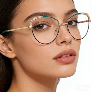 <span class=keywords><strong>Gafas</strong></span> de Computadora con Protección Anti Luz Azul, Diseño Retro Clásico de Alta Gama, Montura Metálica Ligera con Tallado Hueco para Mujer - Product Image 3