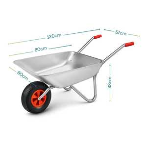 Galvanized Steel Wheelbarrow 80 Litre Capacity 100 Kg Load Garden <b>Trolley</b> With Steel Structure - Product Image 2