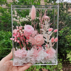 Vendita calda compleanno giorno di natale festa della mamma regalo di san valentino <span class=keywords><strong>amore</strong></span> <span class=keywords><strong>viola</strong></span> fiori conservati In scatola acrilica - Product Image 3