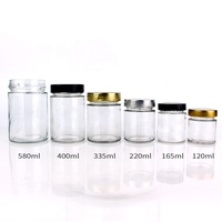 Frasco de Vidrio para Almacenamiento de Boca Ancha y Lados Rectos de 120ml, 220ml, 330ml, 400ml, 580ml al por Mayor para Especias, Miel y Mermelada con Tapa Hermética
