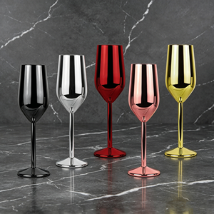 Flûtes à vin et champagne personnalisées en acier inoxydable de 220 ml, incassables, pour cocktails et boissons, avec pied, pour bar - Product Image 1