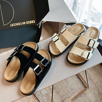 Sandales plates fiables pour femmes de marque chinoise avec fonction antidérapante Nouveau design Glissières à boucle en métal à double sangle Meilleur prix