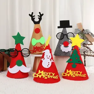 Buon natale cappelli di feltro regali per feste vestiti per bambini adulti festa animali da compagnia cappelli a cono di feltro corona decorazioni natalizie di Natale