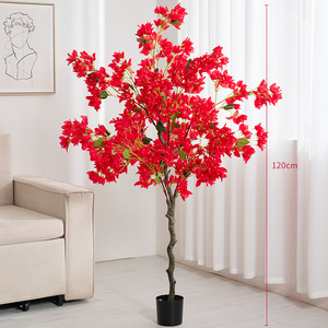 Grandes plantes artificielles rouges haut de gamme pour accessoires de photographie, décoration intérieure, centres commerciaux et hôtels - Product Image 5