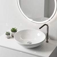 Forme ronde Comptoir en céramique de couleur blanche Bonne qualité Sanitaire Lavabo Salle de bain Art Évier Bol