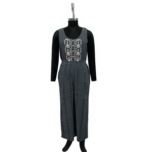Vestido Maxi de Algodón sin Mangas, Cintura Alta, Corte en A, Casual, de Verano, con Bordado Floral - Product Image 1