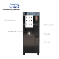 Distributeur automatique de café en grains commercial à la pointe de la technologie, entièrement automatique, avec cinq bacs à gobelets et gestion basée sur le cloud SDK