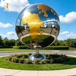 Escultura de Globo Terráqueo Grande de Acero Inoxidable RELONG, Pulido, Personalizable, Decoración de Paisaje para Exteriores - Product Image 2