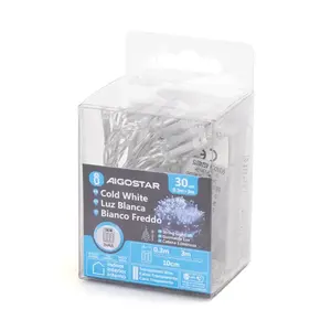 Guirlande lumineuse LED à piles 3AA, couleur blanc givré, idéale pour décorer les espaces et créer des ambiances chaleureuses. - Product Image 2