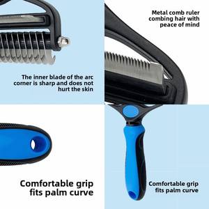 Peigne pour <span class=keywords><strong>chien</strong></span> à double tête de taille personnalisée, épilateur magique en acier inoxydable, fournitures pour animaux de compagnie pour chats et chiens - Product Image 4