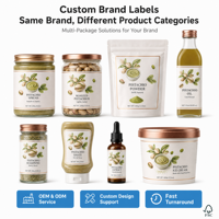 Étiquette personnalisée durable en stratifié holographique pour pot, étanche, de qualité alimentaire, anti-odeur pour fleurs 3,5g, pour couvercle latéral de pot en verre 3oz pour aliments pour animaux de compagnie
