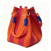 Sac seau tricoté rayé style coréen, sac à main tissé tendance pour femme, sac à bandoulière, mini sac fourre-tout pour les vacances et le quotidien