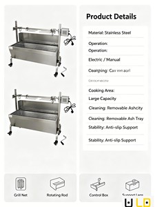 <span class=keywords><strong>Barbacoa</strong></span> Eléctrica de Carbón para el Mercado Europeo, Uso en Patio Trasero, Modo Dual, Asador Giratorio, Altura Ajustable, Automática, Desmontable para Cordero - Product Image 6