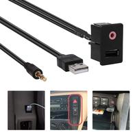 Kabel Audio Jack USB Universal 3.5mm untuk Mobil, Kabel Ekstensi Soket USB, Kabel Headphone Flush Mount