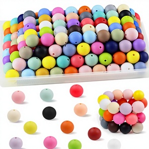 Perles en silicone 30 couleurs 9-15mm <span class=keywords><strong>pour</strong></span> fabrication de porte-clés, en vrac, <span class=keywords><strong>pour</strong></span> loisirs créatifs, emballage en boîte plastique, fabriqué en Chine - Product Image 1