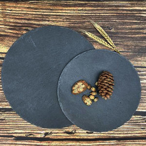 Assiette à steak ronde en ardoise noire unie pour les repas d'hôtel, le service du café et du thé, les cadeaux d'affaires - Product Image 3