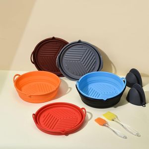 8.5 Inch Round Reusable Foldable Baking <b>Tray</b> Cake Pan Non-stick Bakeware Silicone Air Fryer Liner Silicone Pot for Home Cooking - Product Image 3