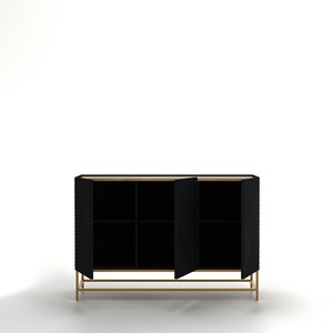 Modern CNC Pattern Sideboard <b>Cabinet</b> with <b>Grey</b> Sonoma Oak Membrane Finish - Product Image 3