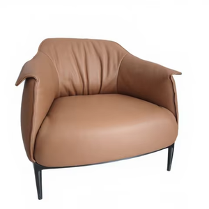 Luxuriöser Mid-Century Modern Akzentstuhl aus Rindsleder, Einzelner Freizeitsessel für Zuhause, Büro und Wohnzimmer, Bequemer Armsessel - Product Image 1