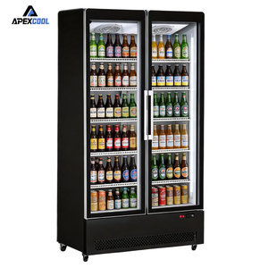 Réfrigérateur à boissons commercial en acier inoxydable à double porte, refroidissement direct, température unique - Product Image 1