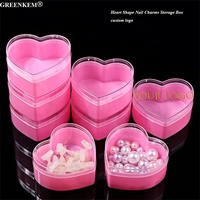 Boîtes de rangement de bonbons en forme de coeur Capacité Pot d'emballage pour ongles Strass Poudre Artisanat Conteneurs Nail Charm Boîte de rangement
