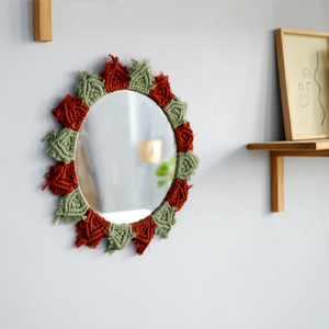 Espejo de pared de macramé de algodón hecho a mano con flecos bohemios arte bohemio decorativo <span class=keywords><strong>Aina</strong></span> para espejo de maquillaje - Product Image 5