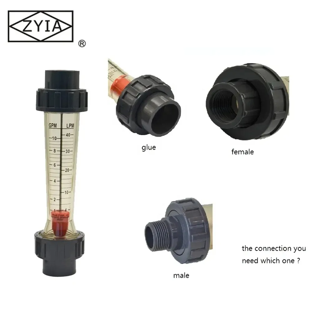 Venta caliente 2 pulgadas medidor de flujo tubo PVC medidor de flujo de agua medidor de flujo de plástico utilizado en el sistema RO