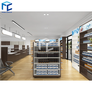 Penbo présentoir médical en métal en bois étagère de magasin de <span class=keywords><strong>pharmacie</strong></span> murale moderne pour magasin de <span class=keywords><strong>pharmacie</strong></span> - Product Image 1