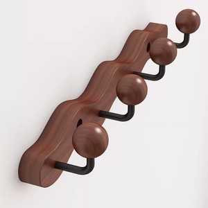 Perchero de pared de madera maciza con ganchos, colgador de pared para entrada, almacenamiento de ropa, diseño de múltiples ganchos - Product Image 2