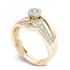 Anello di fidanzamento da donna H064 in oro giallo con diamanti naturali taglio brillante rotondo, colore G - Product Image 2