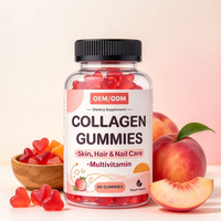 Gummies de collagène à marque privée OEM, 60 unités, saveur pêche, avec supplément alimentaire multivitaminé
