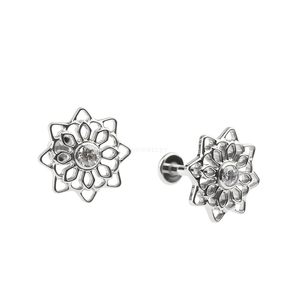 <span class=keywords><strong>Piercing</strong></span> de Titanio ASTM F136 con Diseño de Flor Mandala, 16G, Roscado Internamente, con Circonita Cúbica, para Cartílago, Hélix, Tragus - Product Image 6