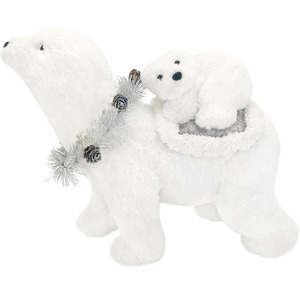 Decoraciones Navideñas de Oso Polar de Piel Sintética Blanca con Guirnalda, Decoraciones de Animales para Bebés y Mamás, Decoraciones Navideñas de Invierno - Product Image 1