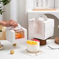 IMEE 4 6 8 pouces Boîtes d'emballage de gâteau de pâtisserie Poignée pliante Boîte de papier d'emballage de gâteau de mousse blanche avec fenêtre