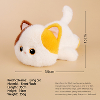 Peluche brodée en maille de 35 cm, chat couché, en coton PP, coussin réconfortant, tissu super doux, cadeau pour enfants