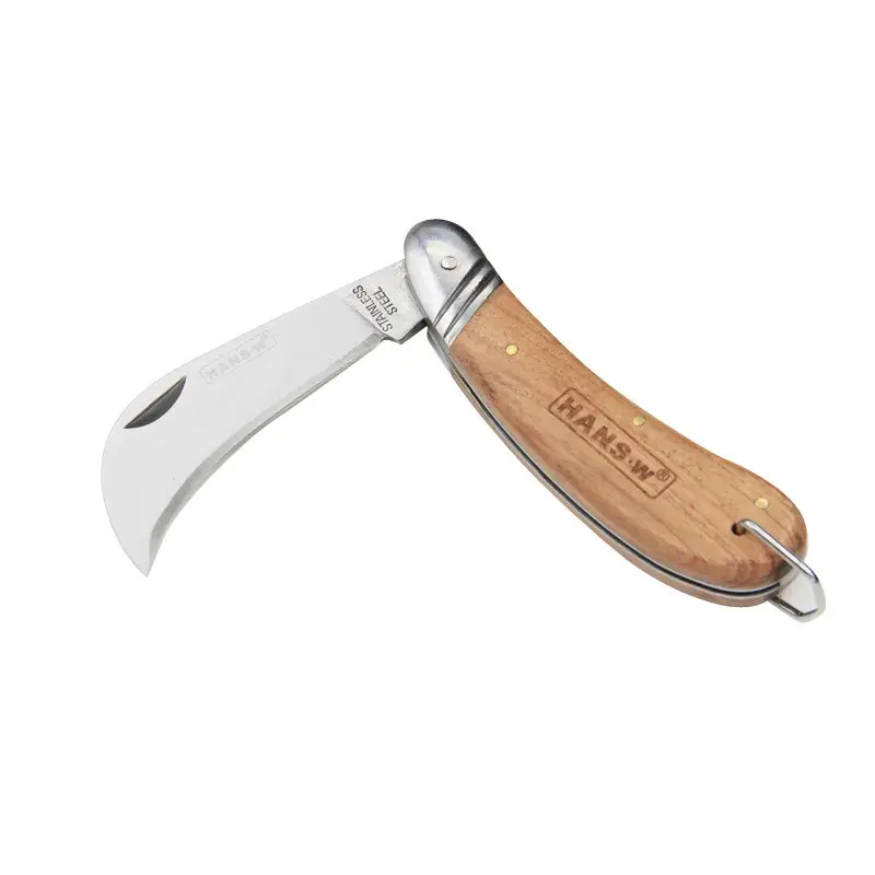 Workpro — couteau pliant avec manche en bois, couteau de poche, couteau léger