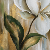 Lot de 2 tableaux muraux modernes peints à la main, fleurs blanches, texture feuille d'or, pivoine, décoration intérieure, chambre, canapé, salon, cadeau