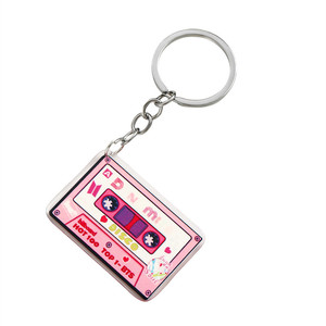 Boxin đầy màu sắc retro âm nhạc phim hoạt hình băng Mặt dây chuyền Keychain ánh sáng nhựa acrylic không thấm nước hình chữ nhật kỹ thuật số in thiết kế - Product Image 5