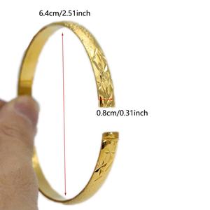 Brazalete JXX Estilo Dubái Clásico Tallado en Cobre Chapado en Oro Amarillo, Brazaletes Modernos para Novias del Medio Oriente, Regalo de Boda - Product Image 3