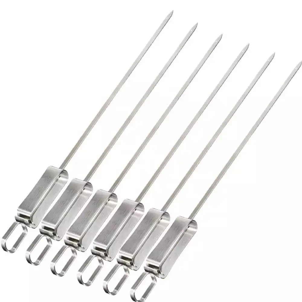 Stainless Steel BBQ Iron Sticks for Chicken and Beef Roasting Metal Skewer for Home Barbecue