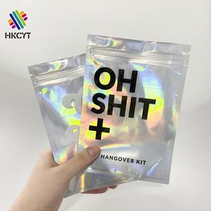 Customized Hologram Mylar <b>Bags</b> Zipper Plastic Jewelry <b>Makeup</b> Packaging <b>Transparent</b> Holographic <b>Bags</b> - Product Image 1